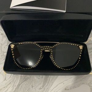 Versace
Studded Flat-Top Wrap Sunglasses